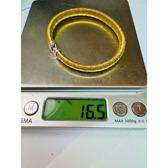 Estate JCM Italy Sterling Silver 925 Multi-Gold Wire Wrapped Cuff Bracelet 6.5” - Picture 9 of 9